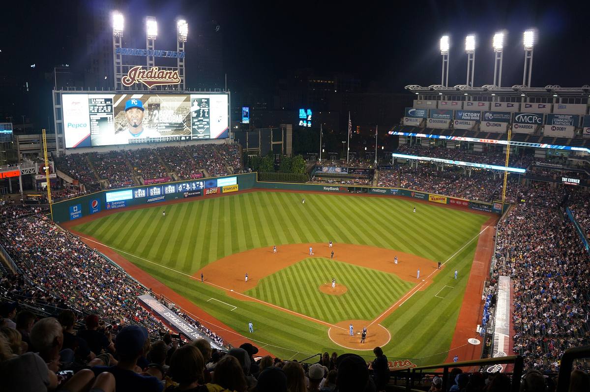 Progressive Field in Cleveland, where the largest play on tonight six play card is an under 7